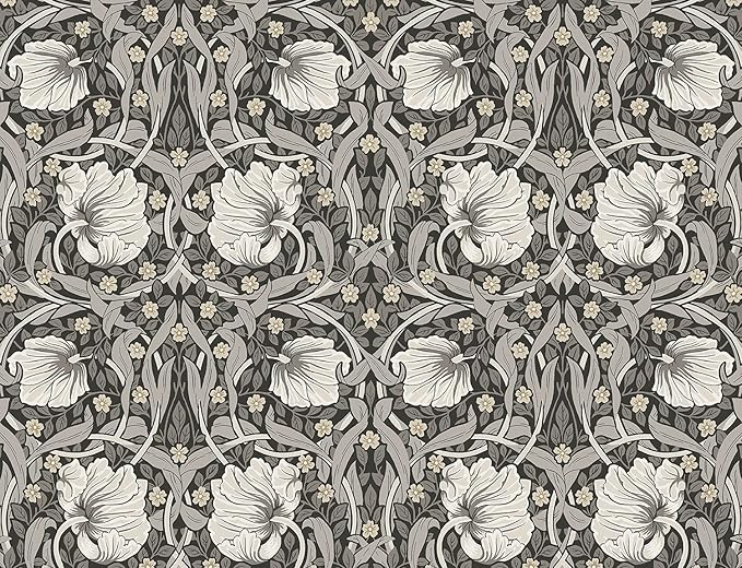 NextWall Pimpernel Floral Peel and Stick Wallpaper (Charcoal & Pearl Grey)
