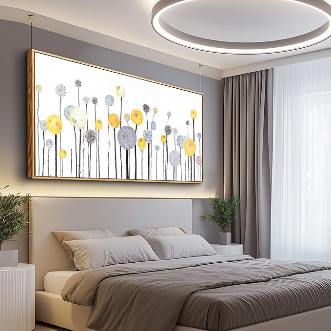 MHARTK66 Boho Watercolor Flower Wall Painting Canvas Wall Art For Living Room Wood Framed Wall Decor For Bedroom Office Decoration Abstract Pictures Artwork Ready To Hang Modern Home Decor