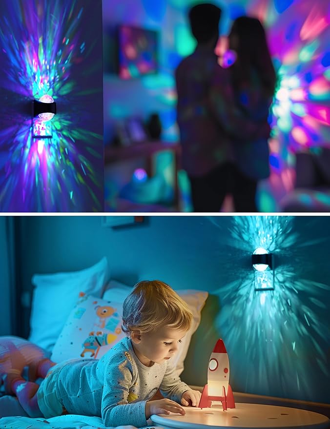 L LOHAS LED Night Light,[2-Pack] Night Light for Kids with Dusk to Dawn Sensor,9 Color Changing, Star Projector Galaxy Nightlight for Playroom Home Decor Party Christmas Birthday Gifts
