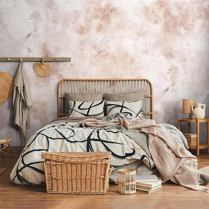 artgeist Wall Mural Stone 96x69 in - XXL Peel and Stick Self-Adhesive Wallpaper Removable Large Sticker Foil Wall Decor Print Picture Image Design Abstract Concrete Beige Like Painted a-A-10133-a-a