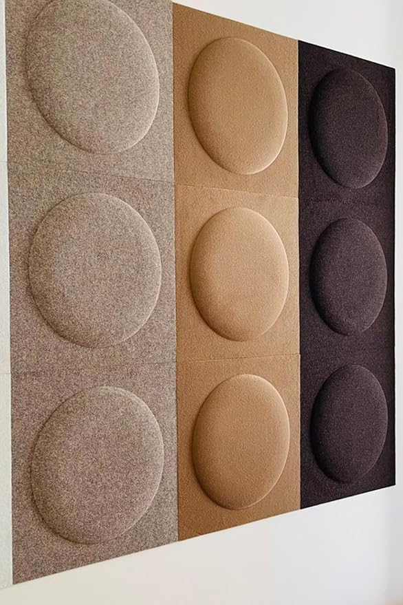 Acoustical 3D Wall Panels, 12 Pack 12''x12'' Circle Art Acoustic Panels for Interior Wall Decor, Decorative Acoustic Panels, Acoustic Wall Panels, Sound Absorbing Wall 3D Art (Cocoa)