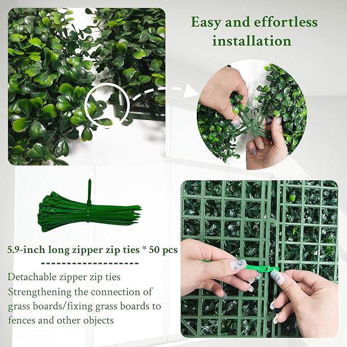 Artificial Boxwood Panels: 20"x 20"(16P) 4-Layer Leaf UV-Protected Grass Wall Backdrop Panels for Outdoor, Indoor, Garden&Fence Covering Privacy, Backyard and Decor