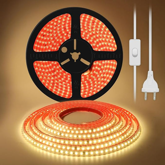 AC 110V LED Strip Lights 2 Meter Warm White 3000K SMD 2835 Cuttable LED Tape 6.56 Feet Adhesive LED Lights Tape IP67 Waterproof 120 Volt Direct 2M (Warm White, 6.56ft)
