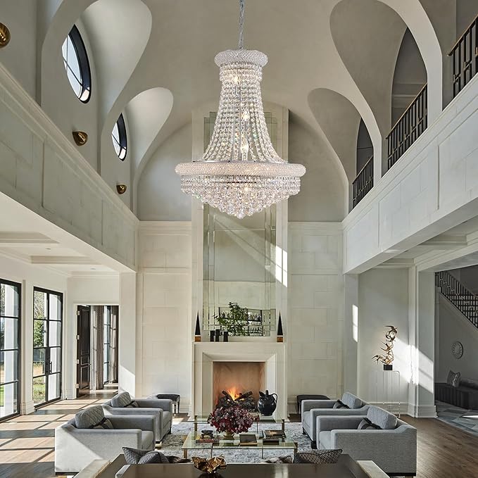 Modern Crystal Chandeliers Light Fixture,11-Light Empire Style K9 Crystal Chandeliers for Entryway, Chrome Finish Luxury Chandeliers for Living Room Bedroom Stairway Foyer Hallway D23.6