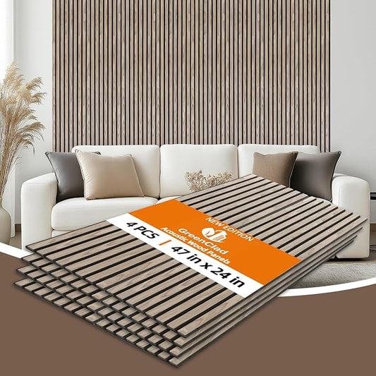 Acoustic Wall Panel - Walnut Wood Slat Soundproof Panel for Interior Wall Decor, 47.2" x 23.6", Modern Design