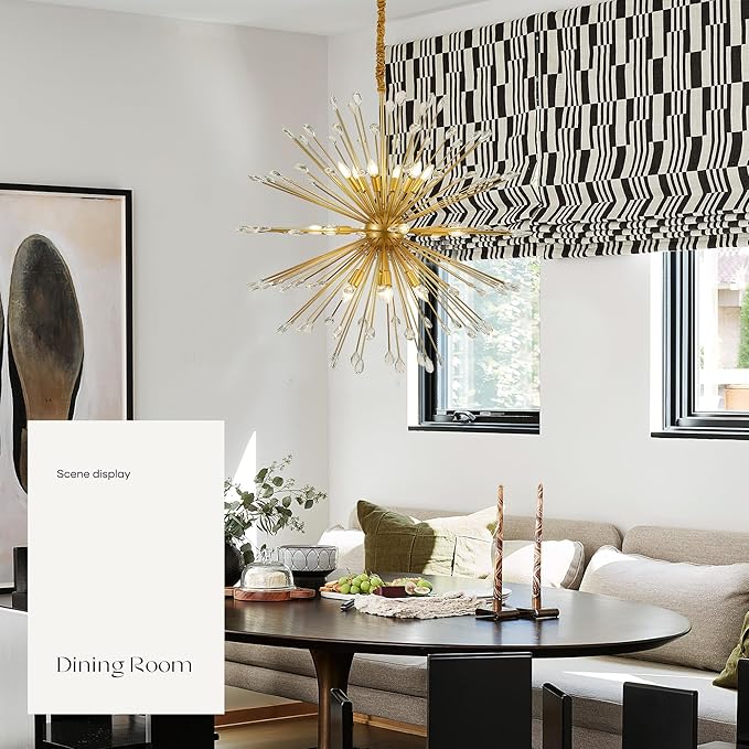 18-Light Gold Sputnik Chandeliers, 41" Starburst Firework Pendant Light fixtures, Mid-Century Modern Satellite Ceiling Lights for Dining Room, Kitchen, Bedroom, Living Room, E12