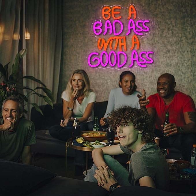 Be A Bad One With A Good One Neon Sign for Wall Decor Orange Pink Light Up Sign with Adjusted Switch Usb Powered Pretty Letter Led Sign for Party Birthday Bar Pub Club Decoration(12.6*12.6 in)