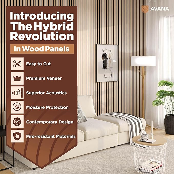 Avana Acoustic Wood Wall Panels – 47.2 X 12.6 White Oak Acoustic Panels 2 PCs – Modern Wall Panels For Interior Wall Decor For Homes, Offices, Studios – Sturdy And Durable Wood Panels For Wall