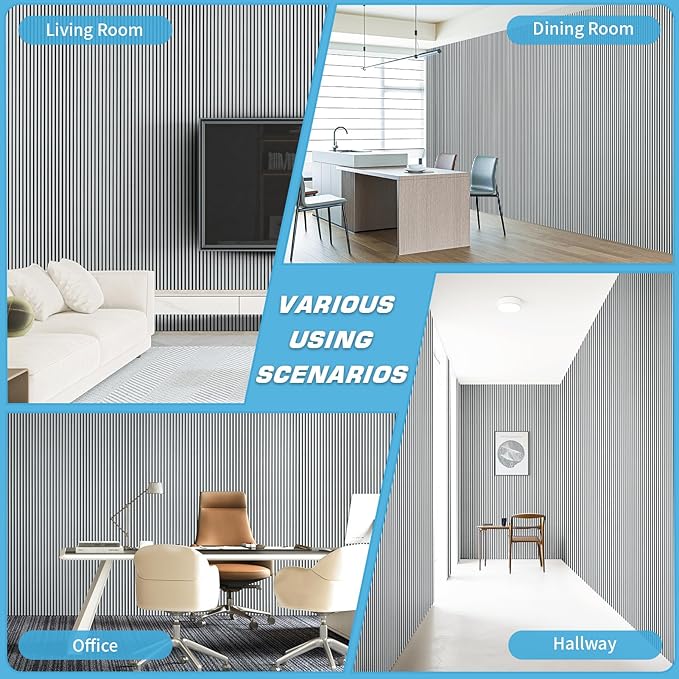 Art3d 4-Pack Glue-On Fine Bar Wainscoting Panel for Interior Wall Decor - 104 x 12 Inch Polystyrene Ultralight Slim Slat Wall Panels for Living Room Bedroom, Poplar