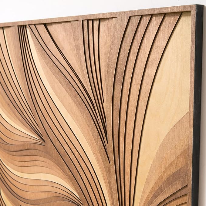 NEODECO Parametric Wood Verso, Award Winner-A'Design 2025, Wood Wall Art, 3D wood wall sculpture, Abstract wall decor, Acoustic wall panel (Large)