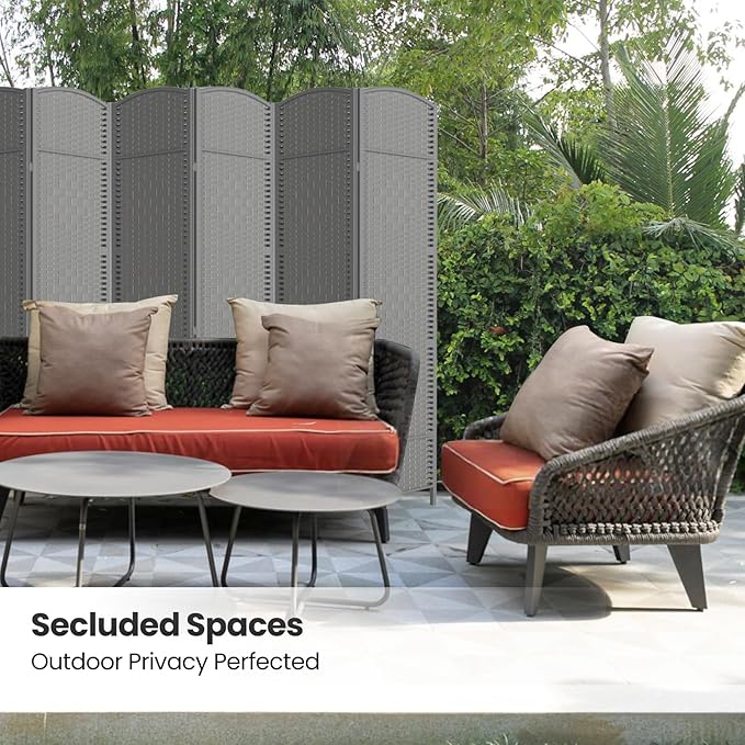 8 Panel Room Divider,6Ft Folding Privacy Screen,Tall - Extra Wide Foldable Panel Partition Wall Divider with Diamond Double-Weaved Hand-Woven Design Room Screen Divider