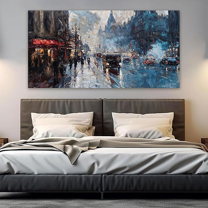 Canvas Wall Art Decor Large Wall Art Pictures for Living Room Abstract Canvas Art Wall Decor Artwork for Walls City Corner Wall Art Prints Wall Decorations Bedroom Home Aesthetic Wall Art Decor 24" X 48"