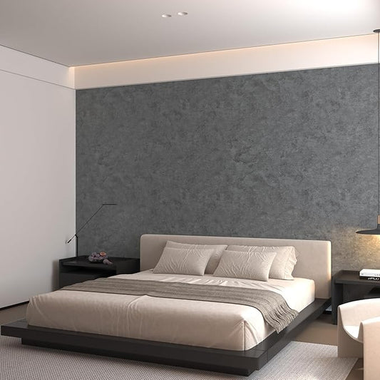 31"×157" Big Roll Extra Wide Thick Dark Blue Grey Concrete Wallpaper Peel and Stick Waterproof Glossy Gray Concrete Contact Paper Vinyl Adhesive Cement Sticker for Bedroom Living Room Walls