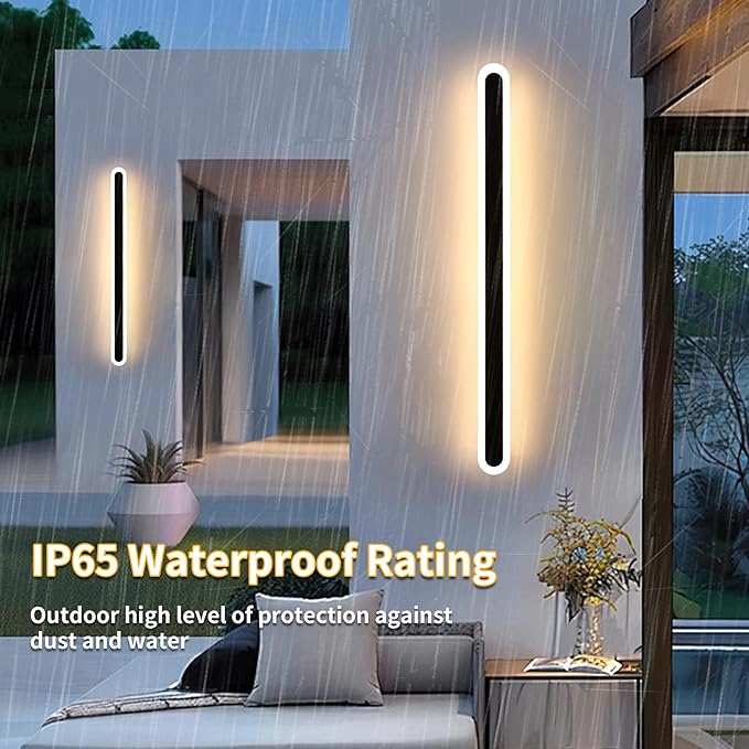 2-Pack 40in Long Outdoor Modern LED Wall Light, 30W IP65 Waterproof LED Wall Mount Lighting Fixture, Long Outdoor Wall Light Dimmable 3CCT Acrylic Wall Sconce