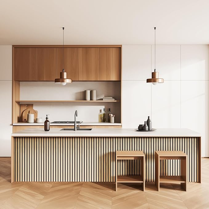 2-Pack Wood Panels for Wall - Acoustic Wood Slat Wall Panels, Soundproof Wooden Paneling for Interior Decor