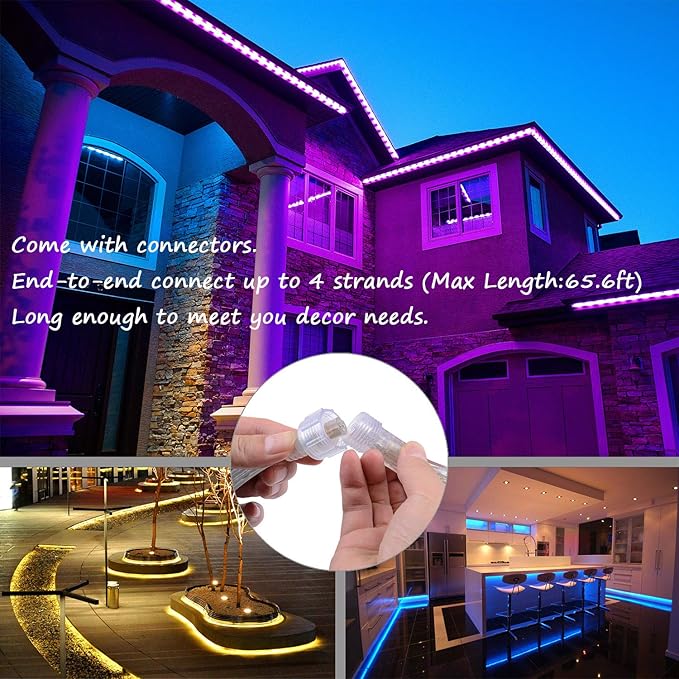 16.4 Feet Flat Flexible LED Rope Lights, Color Changing RGB Strip Light with Remote Control, 8 Colors Multiple Modes, Plug in Novelty Lighting, Connectable and Waterproof for Home Kitchen Outdoor Use…