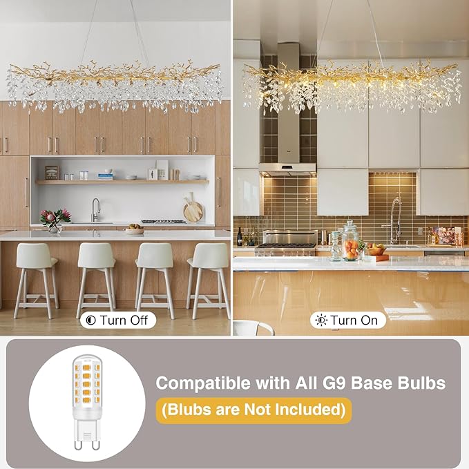 71" Modern Crystal Chandelier, 20-Light Gold Tree Branch Chandelier, Luxury Rectangular K9 Crystal Raindrop Chandeliers for Dining Room, Kitchen Island, Living Room, Contemporary Pendant Light Fixture