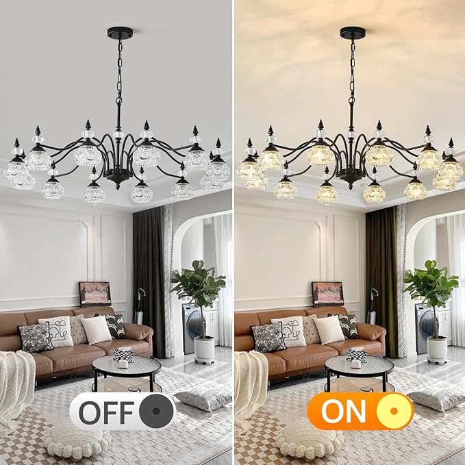 42 Inch Vintage Chandelier, 12-Light Crystal Chandeliers for Dining Room, Vintage Light Fixtures for Living Room, Kitchen Island, Foyer, Bedroom, Victorian Decor, G9