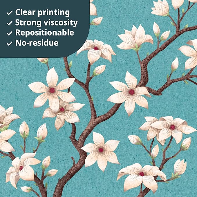 DECOWALL SG4-2213 Oriental Flower Tree Wall Stickers Decals White Cherry Blossom Peel and Stick Bedroom Living Room Flower murals décor Floral Bird Furniture Art Removable Nursery Baby Birch