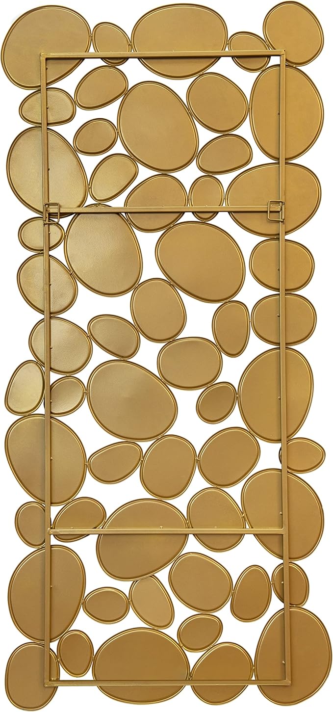Gold Wall Mirrors Decorative - 23x51 Inch Large Living Room Mirrors for Wall Decor, 55 Piece Multi-Size Pebble Design Metal Framed Accent Mirror for Modern Entryway, Home Decor