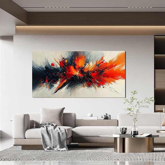 Canvas Wall Art Decor Abstract Black and White Wall Art Decorations Art Work for Wall Decor Wall Art Pictures for Living Room Modern Red Wall Art Prints Artwork for Walls Home Office Decor 20" X 40"