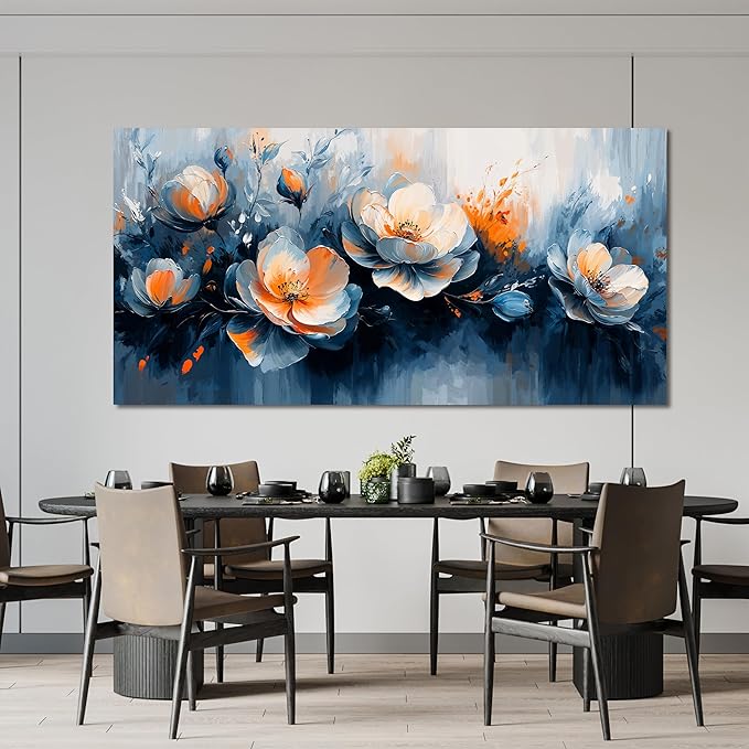 KUPTEU Canvas Wall Art Decor Wall Art Pictures for Living Room Artwork for Walls Large White Flowers Wall Art Prints Canvas Art Wall Decor Vintage Botanical Wall Art Bedroom Home Decor 24" X 48"