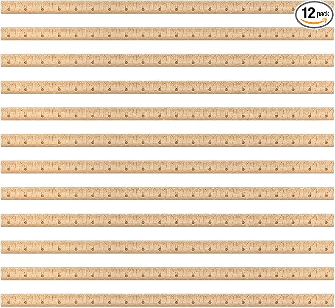 Nuanchu 12 Pcs Unfinished 3D Decorative Wood Trim Molding 15.75inch Decorative Wood Molding Cute DIY Trim for Home Wall Cabinet Shelf Window Door(Bead,12mm)
