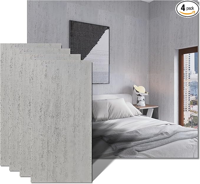 3D Wall Panels Faux Stone Panel for Exterior/Interior Wall, MCM Natural 4PCS 47.2"x23.6" / 30.94 sq ft (Travertine Stone Gray)
