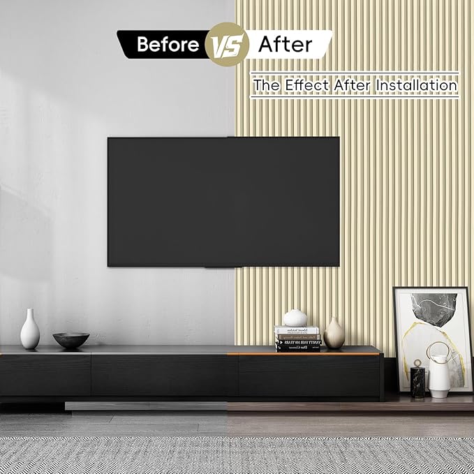 10Pack WPC Slat Wall Panels, 96 x 6.4 x 0.8Inches 3D Accent Wall Panels for Interior Home Decor, Fluted Wood Paneling for Living Room, TV Background, Office, Bedroom(Oak)