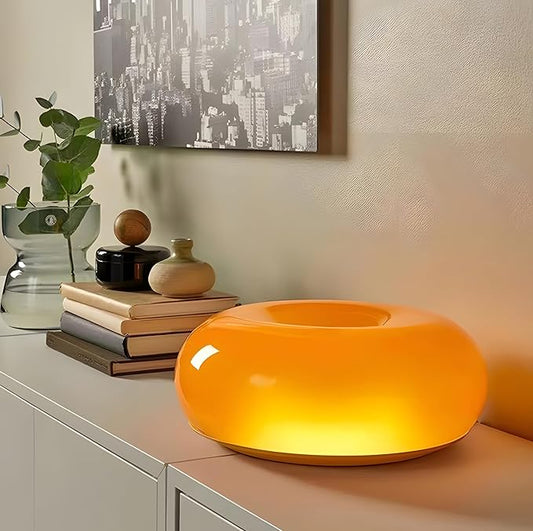 Creative Design Atmosphere Donut Lamp, Plug- in Bedsided Wall Sconce Or Ambient Lighting, Modern Orange Donut Light for Warm Decoration,Cute Table Light for Children's Room Or Living Room