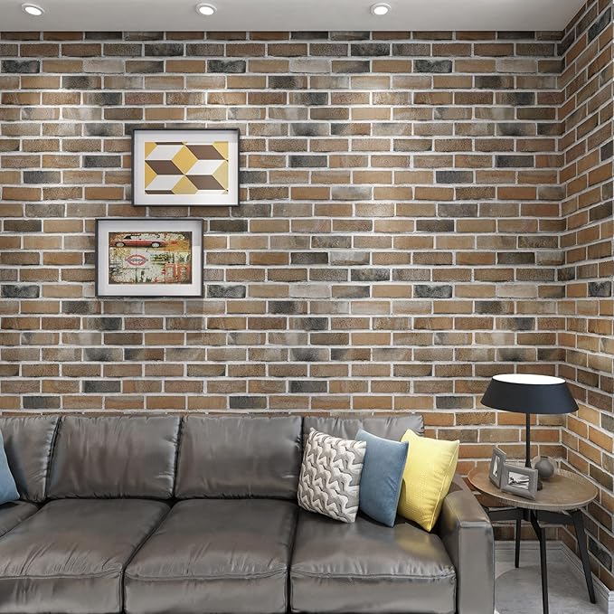 Art3d 10-Pack 52.5 Sq.Ft Faux Brick 3D Wall Panels Peel and Stick in Gray Brown, Self Adhesive Waterproof Foam Wallpaper for Bedroom, Bathroom, Kitchen
