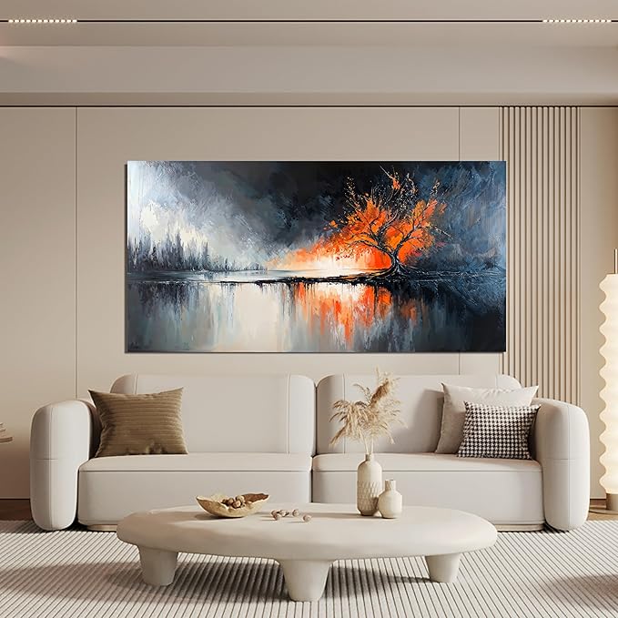 Canvas Wall Art Decor Large Black and White Wall Art Prints Modern Tree of Life Wall Art Abstract Canvas Art Wall Decor Wall Art Pictures for Living Room Artwork for Walls Home Office Decor 24" X 48"