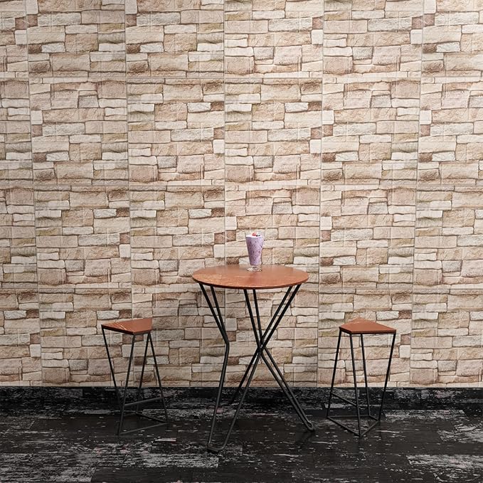 3D Wall Panels Peel and Stick in Rock, 20 PCS XPE Foam 3D Wallpaper, Faux Brick Wall Panels for Bedroom, Stairs, Kitchen