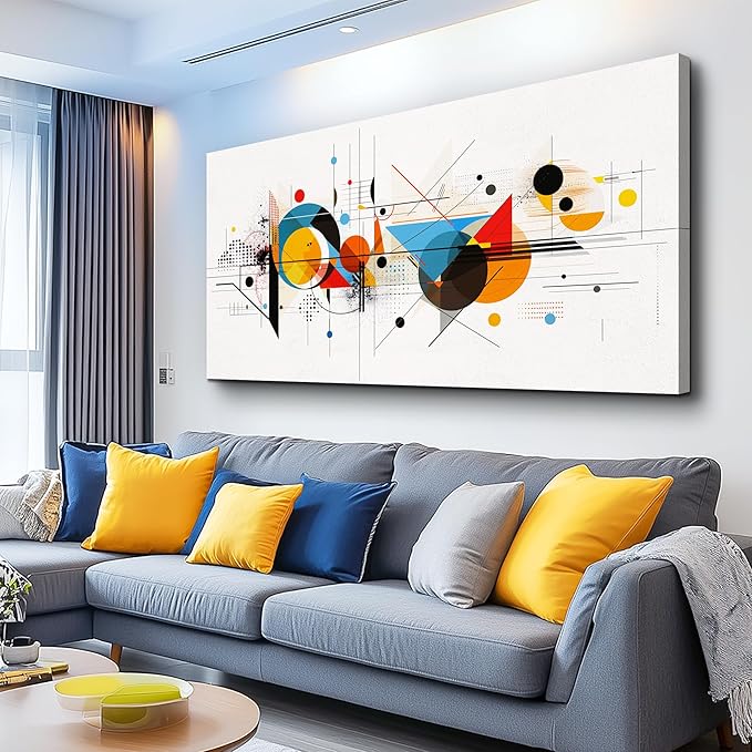 KELIYUAN Large Wall Decor For Living Room Canvas Wall Art For Bedroom Room Minimalism Abstract Geometric Color Line Pictures Wall Paintings Artwork Office Mural Modern Aesthetic Decoration 30"x60"