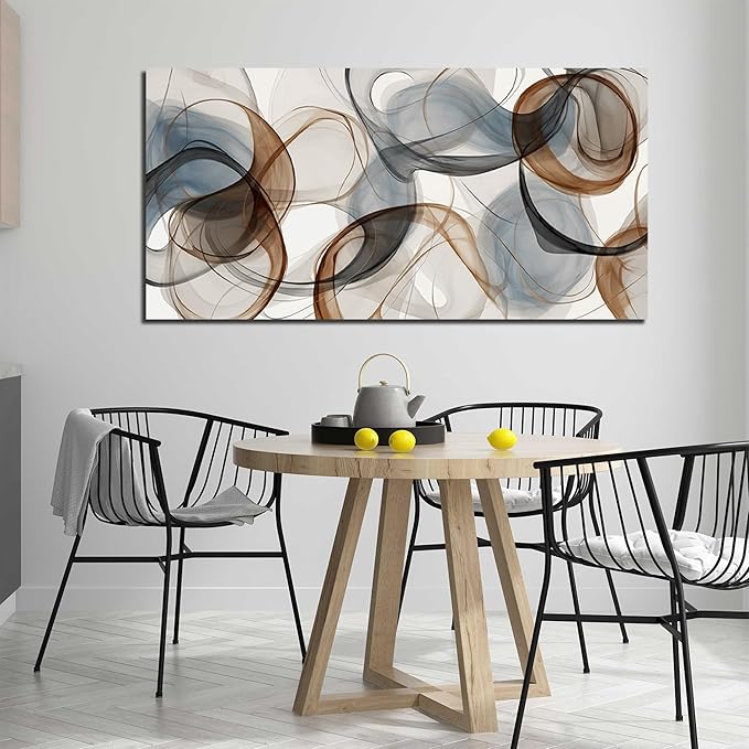 Abstract Art Wall Decor Light Blue Wall Art Brown Canvas Art Print Modern Large Artwork for Bedroom Bathroom Living Room Office 29"x 59"