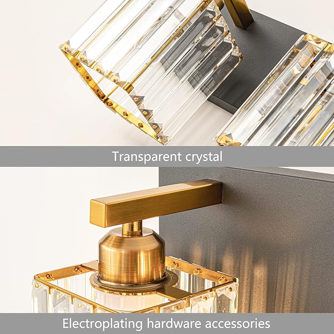 Modern Bathroom Vanity Light 5-Lights Black Gold Crystal Bathroom Wall Light Vanity Light Fixtures，36.22-inch Modern Minimalist Design