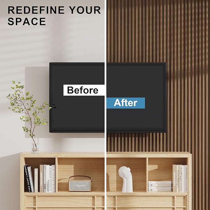 8-Pack WPC Slat Wall Panels - 3D Wall Panels, Water-Proof and Easy Installation, Accent Slat Wall Paneling for Living Room, Office,Walnut, 96 x 6.6 Inch