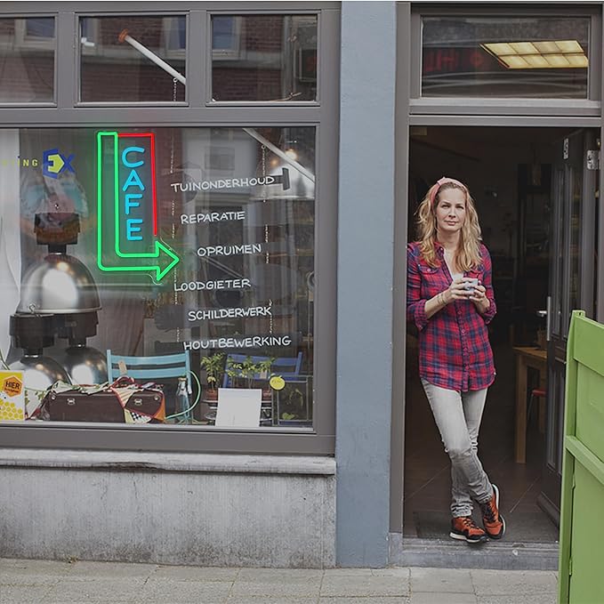 Cafe Neon Sign for Wall Decor 16.14’’*8.46’’ Attracting Coffee Shop Light Up Sign Dimmable Usb Green Right Arrow Led Light Sign for Living Room Restaurant Bistro Man Cave Coffee Bar Party