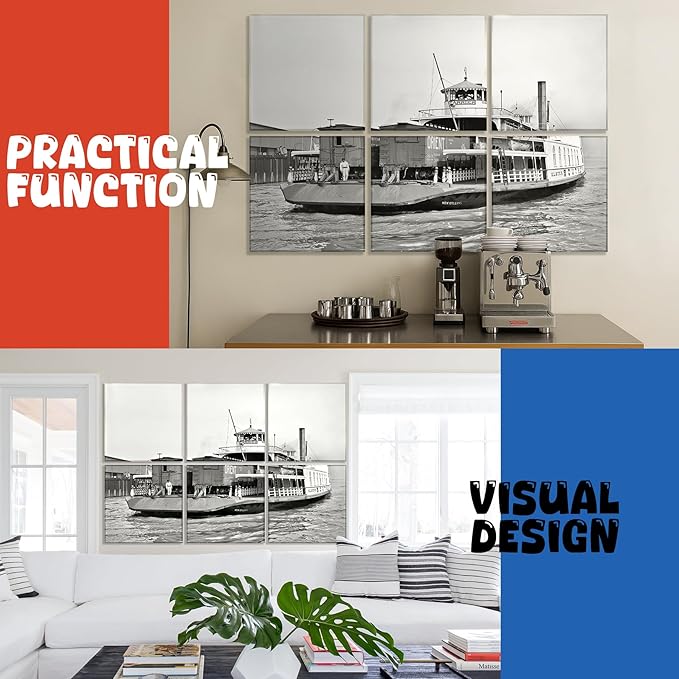 Acoustic Wall Panel 6 Pack, 23.6"x23.6"Decorative Art Soundproof Panel, Sound Absorb Self-Adhesive Panel, Acoustic Treatment for Studio, Home Theater, Office (Carrier at New Orleans 1910)