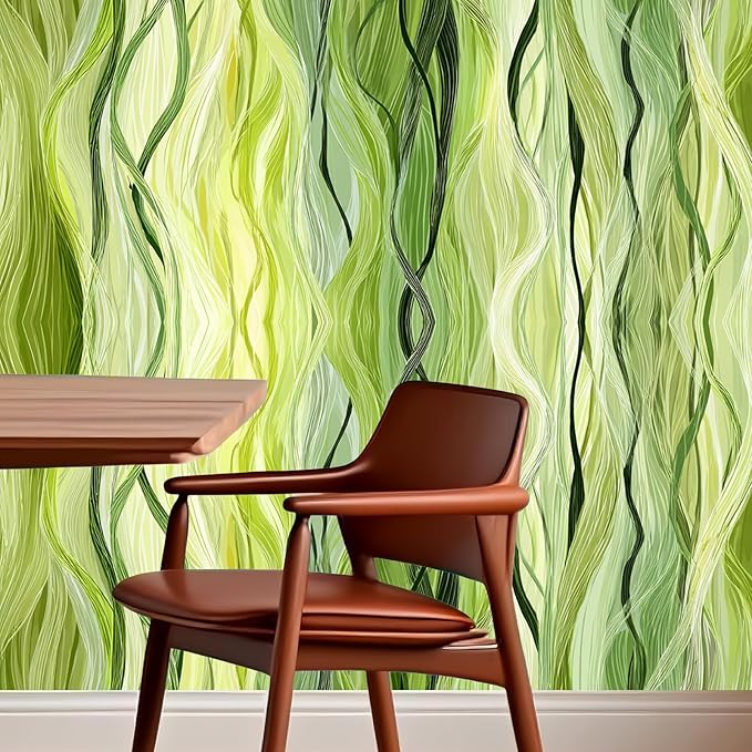 Nuxovilar Green Leaf Botanical Textured Peel and Stick Wallpaper, 15.75"x39.37", Self-Adhesive Contact Paper, Nature-Inspired Pattern for Bedroom, Living Room and Table Decor