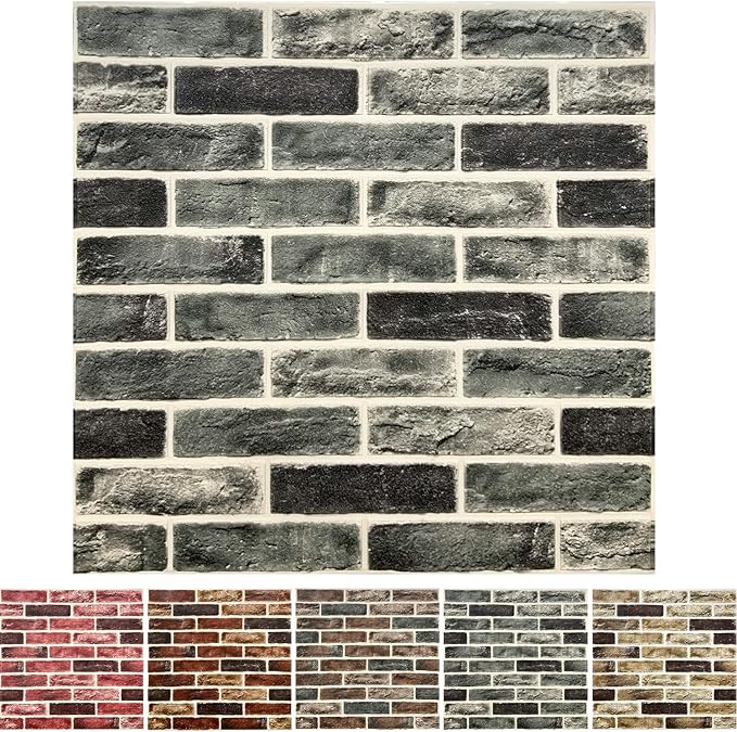 20-Pack 104 Sq.Ft 3D Wall Panels Peel and Stick 3D Faux Brick Wallpaper Peel and Stick Grey Faux Stone Wall Panel Foam Brick Self-Adhesive 3D Wallpaper