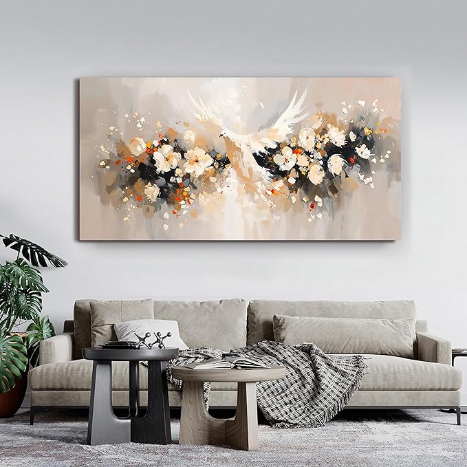 Large Canvas Wall Art Decor Wall Art Pictures for Living Room Colorful Flowers Wall Art Prints Artwork for Walls Oversized Dove of Peace Wall Art Art Work for Wall Decor Home Office Decor 29" X 58"