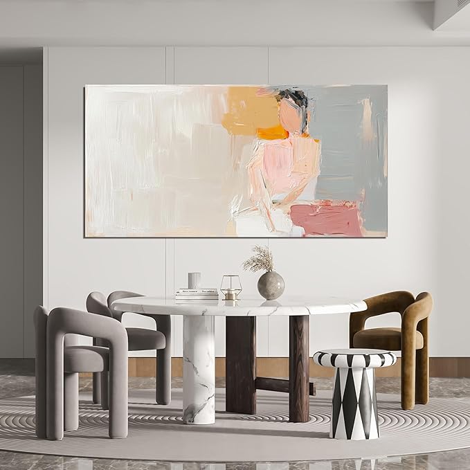 Abstract Canvas Wall Art Decor Large Wall Art Pictures for Living Room Abstract Canvas Art Wall Decor Artwork for Walls Pink Wall Art Paintings Prints Art Work for Home Office Room Wall Decor 29"x58"