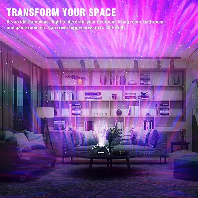 Northern Lights Aurora Projector for Bedroom with Music Bluetooth Speaker and White Noise, Galaxy Projector, Starry Night Light Projectors for Kids Adults Gaming Room
