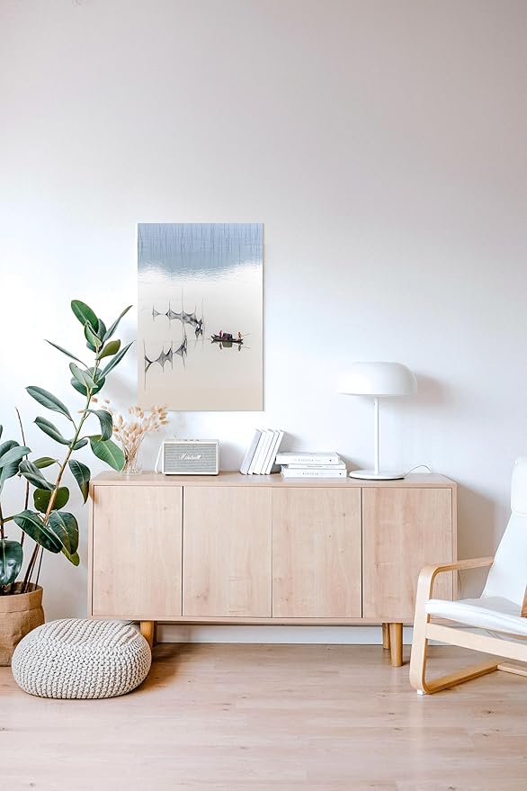 Oriental Beauty: Stunning Feng Shui Landscape Wall Art Vertical Prints for Home Decor in 3 Sizes (Tranquil Fishing: Reflections on a Serene Waterway, 20" x 30", Oriental Beauty)