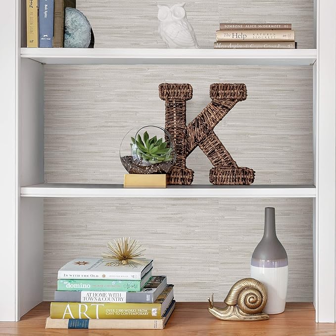 NuWallpaper Cream Vinyl Grassweave Peel & Stick Wallpaper, NUS2875