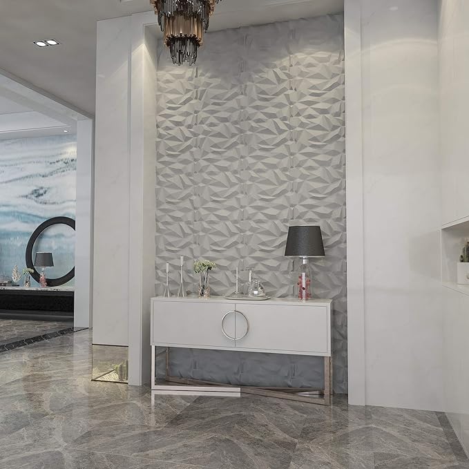 Art3d 19.7" x 19.7" (Pack Of 12) Wall Panel Marble, White