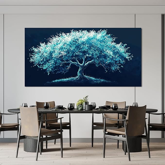 Canvas Oversized Wall Art Green Tree of Life Wall Art Decor Large Wall Art Pictures for Living Room Modern Bltanical Wall Art Prints Canvas Art Wall Decor Artwork for Walls Home Office Decor 29" X 58"