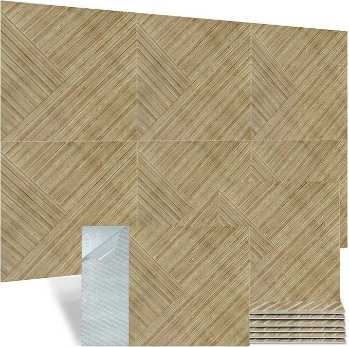 Acoustic Panels, 6 Pack 23.6" x 23.6"x 0.4" Soundproof Wall Panels, Decorative Acoustic Wall Panels, Self-Adhesive Sound Absorbing Panels for Home, Office, Studio, UV Printing Wood-Pattem (A)