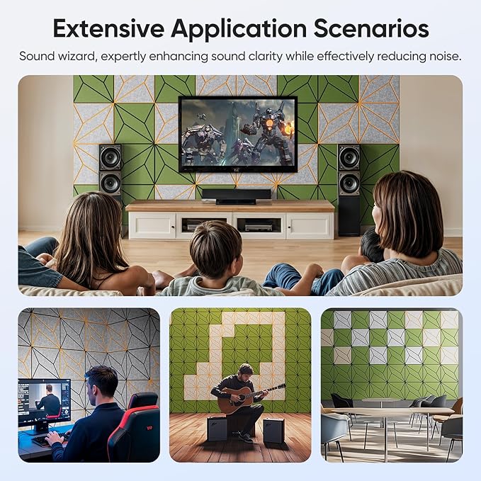 12 Pack 12" X 12" X 0.47" Acoustic Panels for Wall Sound Absorbing, Dual-Color P-Stripes Square Self-Adhesive Sound Panels, High Density Suitable for Multiple Scenarios(Orange+SilverGray)